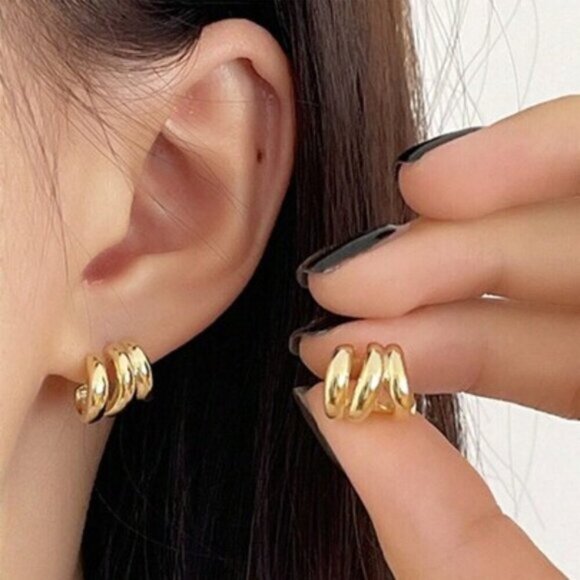 Jewelry - New Triple Gold Hoop Earrings